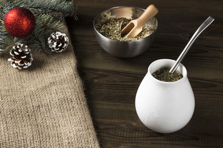 Yerba mate Christmas background