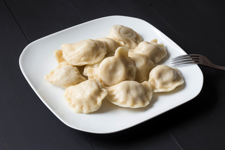 traditional polish dumplings called "russian dumplings"の写真素材