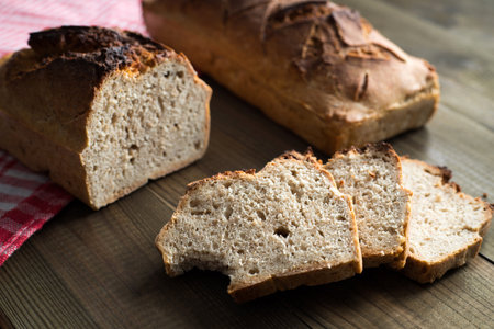 tasty fresh homemade sourdough breadの写真素材