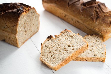 tasty fresh homemade sourdough breadの写真素材