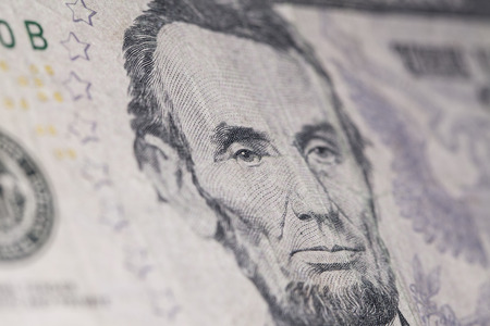 American new five dollar banknote macro