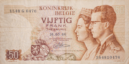 Forward old Belgian banknoteの写真素材