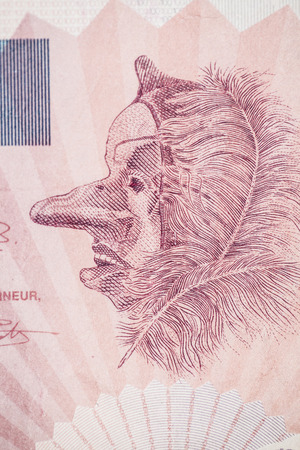 Macro photo of the old Belgian banknote