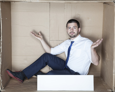 undecided businessman with copy spaceの写真素材