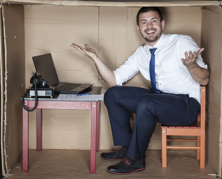 businessman show his new officeの写真素材