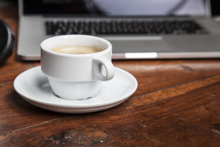 coffee on the office deskの写真素材