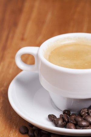 coffee and coffee beans from close upの写真素材