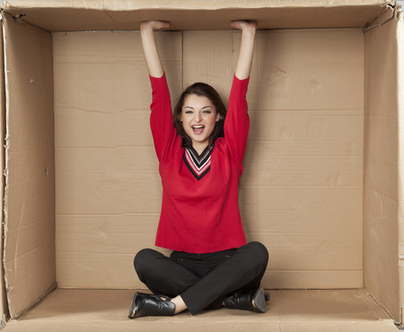 business woman fighting for more space in the office