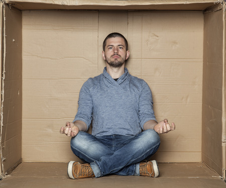 meditation in a small roomの写真素材