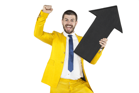 businessman crazy with happinessの写真素材