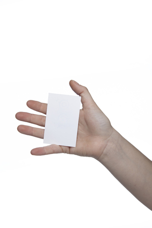 white sheet on hand, copy space, space for ad and textの写真素材
