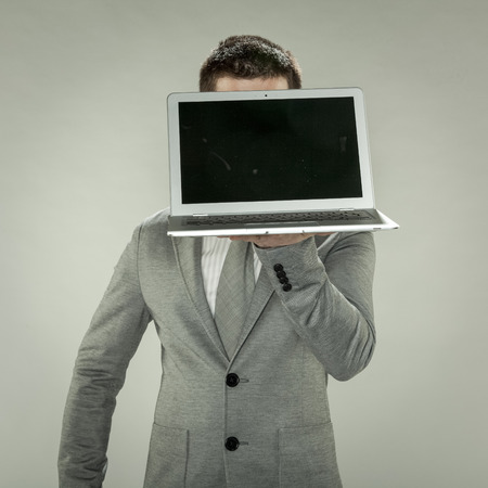 businessman with head to e-businessの写真素材