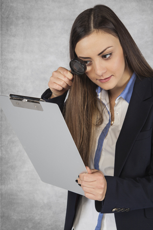 manager carefully read the documentsの写真素材