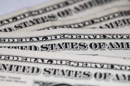 closeup on one dollar bills