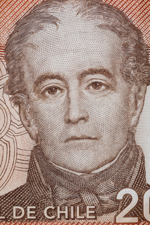 Portrait of Andres Bello in Chilean currencyの写真素材