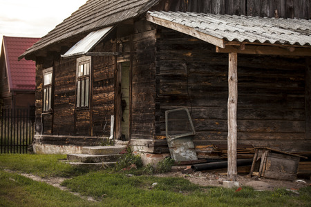 old abandoned house in Aleksicze, Polandの写真素材