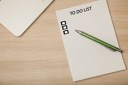 an empty notebook on a corporate desk, to do list