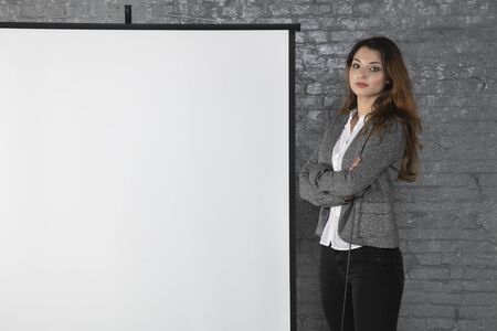 business woman during a presentation, different situationsの写真素材