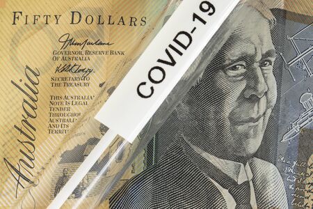 concept of crisis caused by the pandemic coronavirus, Australian dollar