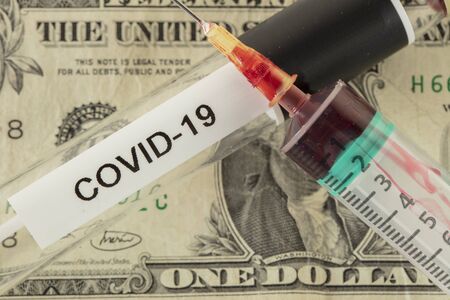vaccine and tests for COVID-19, concept of future feesの写真素材