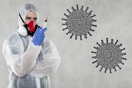 virologist ready for testing and vaccinesの写真素材