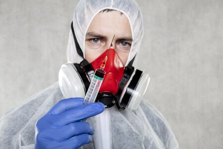 virologist ready for testing and vaccinesの写真素材