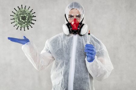 virologist ready for testing and vaccinesの写真素材