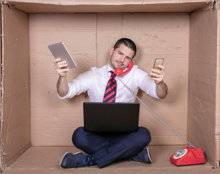 several tasks at once for one employee, hard workの写真素材