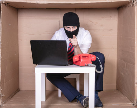 An undercover cop fighting online crime is pointing to youの写真素材