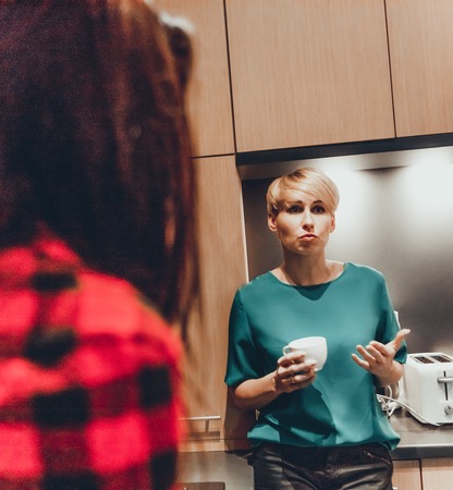 Two female talking.の写真素材