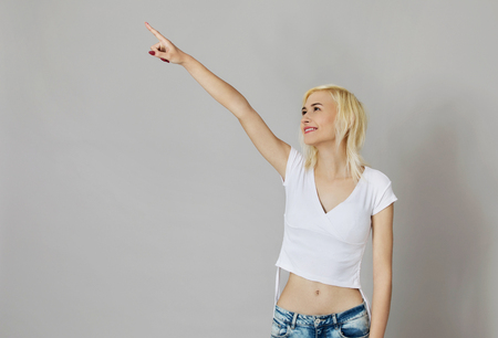 Finger showing on side.の写真素材