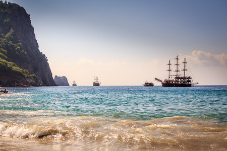 Ships on the beach of Cleopatraの写真素材