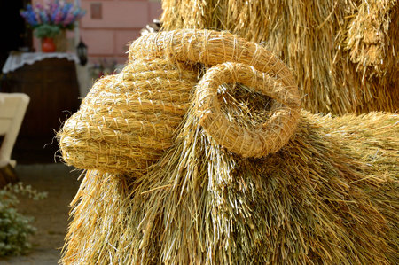 A straw lamb from Jagiellonian Fair in Lublin, Polandの写真素材