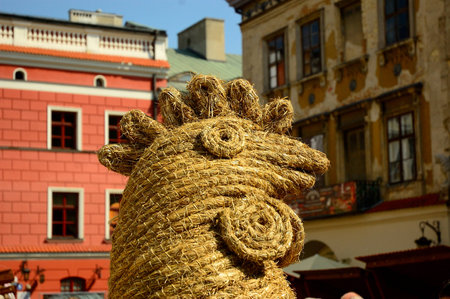 A straw cock from Jagiellonian Fair in Lublin, Polandの写真素材