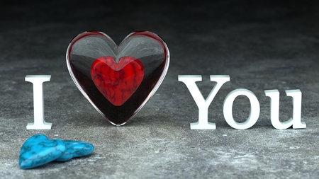Valentines day - red heart inside. I love you. 3d illustration.