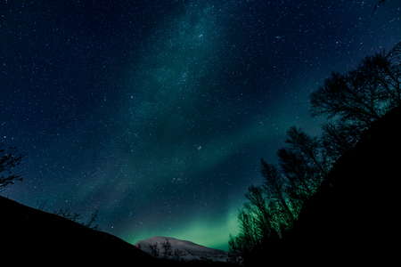 Aurora Borealis (northern lights) Tromsdalstiden - Tromso - north Norwayの写真素材