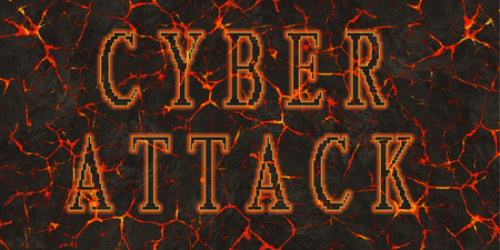 Words cyber attack written on red lava.の写真素材
