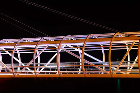 Drawbridge at night in Ustka, Poland, Baltic sea.