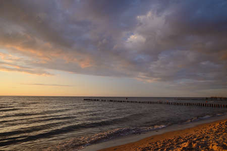 Sunset at polish coast, Uniescie, Poland, Baltic sea.の写真素材
