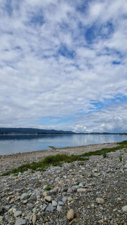 Mettnau peninsula on the beautiful Lake Constance panoramic lake view