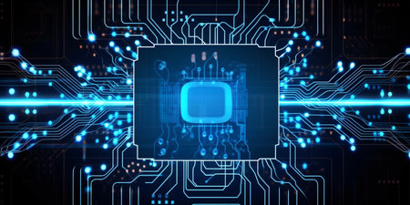 Circuit board futuristic technology background - created with AIの素材