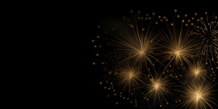 Fireworks on a black background. Vector illustration. Festive background - created with AIの素材