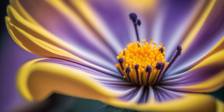 close up of a colorful cosmos flower, shallow depth of field created with AIの素材