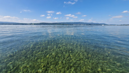 Lake Constance sunny day summer, Germany. Lake Constance is the largest lake in Germany.の写真素材