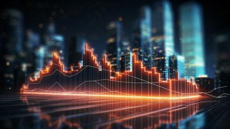 financial stock market graph or forex trading graph for business idea and all art work design created with AIの素材
