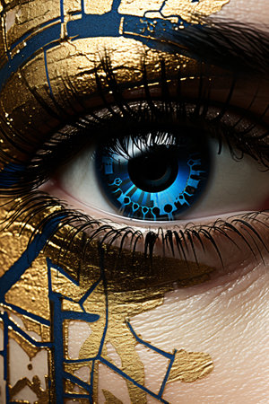 Female abstract digital eye created with AIの素材