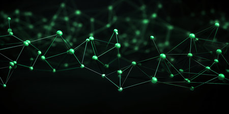 Abstract connection structure on dark background network concept - created with AIの素材