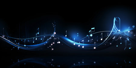 Music notes on a dark background.の素材