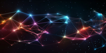 Abstract technology background. Network connection structure with dots and linesの素材