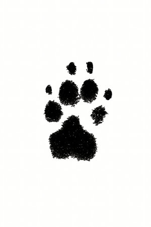 minimalist black paw print of a dogの写真素材